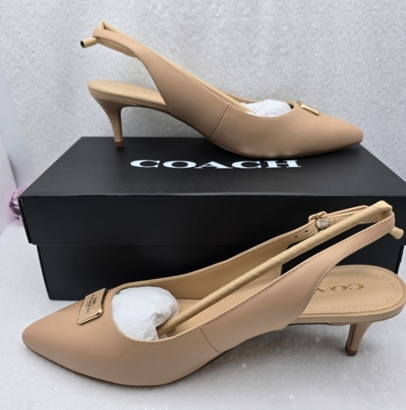 Coach Shoes - Coach Jillian Classic Slingback Closed Toe Low Heel Neutral Women's 9.5
